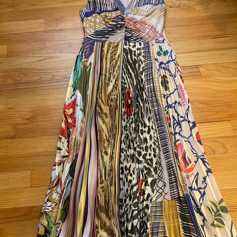 Anthropologie Multicolor Patchwork V-Neck Midi Dress. Geisha Design. NWT - Picture 5 of 10